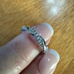 Primrose Silver and Cubic Zirconia Twisted Band Ring